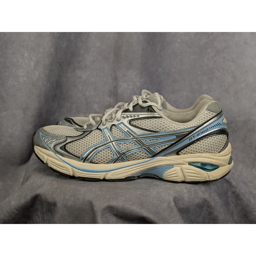ASICS GT-2160 Oyster Grey Carbon Blue Running Shoes 1203A544 Mens 9.5